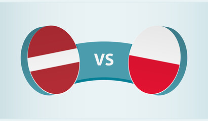 Latvia versus Poland, team sports competition concept.