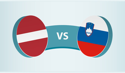 Latvia versus Slovenia, team sports competition concept.