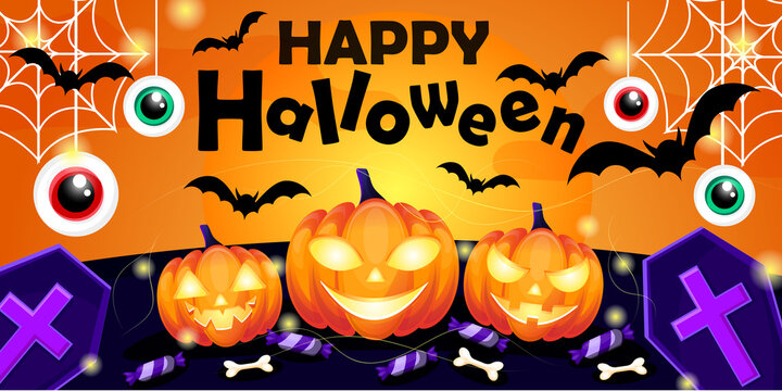 halloween background with pumpkins. Happy Halloween Card,banner