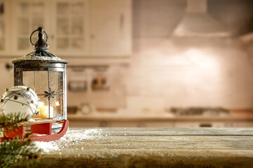 Desk of free space and christmas time. 