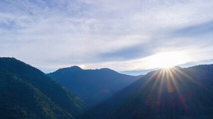 sunrise and cloud on the mountains.