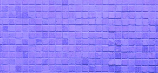 Lilac mosaic texture. Ceramic mosaic texture. Small stone tiles. Horizontal square abstract background.