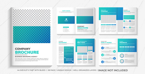 Fototapeta na wymiar Company profile brochure template design, 8 pages company brochure template, corporate brochure design template