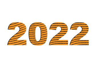 2022 Happy New Year. Creative concept design template with colorful logo 2022. Vector graphics for design. Year of the tiger on the Chinese calendar.