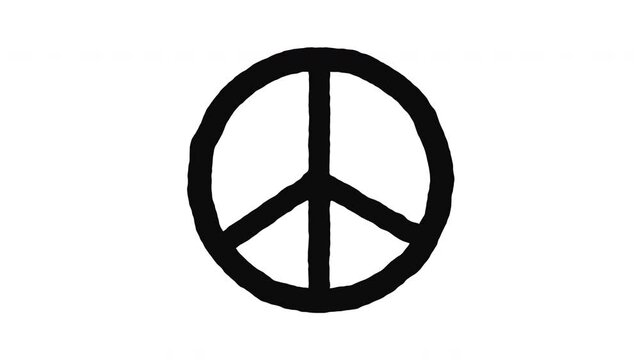 Peace Symbol Wiggle Animation on White Background and Green Screen