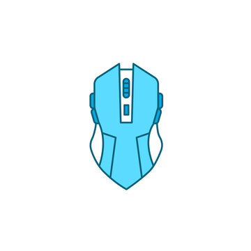 Gaming computer mouse color line icon. Input device.