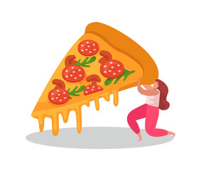 Girl With Pizza Composition