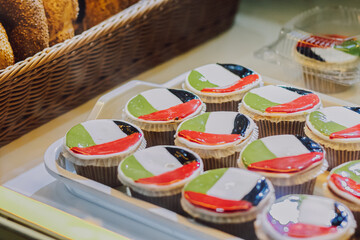 UAE Flag Colored Cupcakes on the Table 