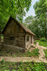 Fototapeta na wymiar Old rustic house typical of the romanian forests of transylvania in Romania