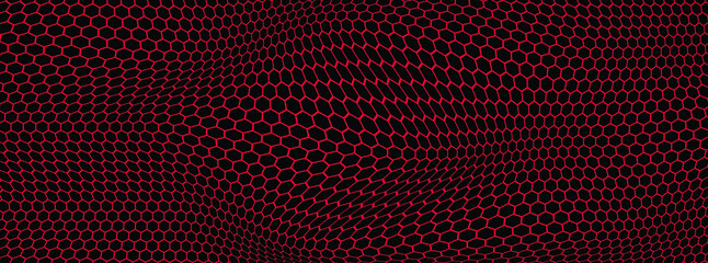 Pink background and black hexagonal wave effect