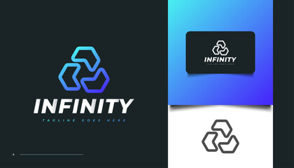 Infinite Triangle Logo Design in Blue Gradient for Business or Technology Logos