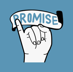 little finger making  promise on color background