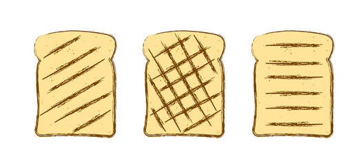 Toasted slices of bread. Bread slices icon or symbol. Flat vector breads pictogram. cartoon sandwich sign.