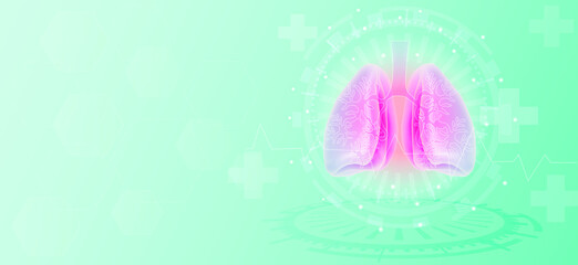 Lungs icon, flat style. Anatomy,healthcare or medicine concept. Isolated on white background. Vector illustration