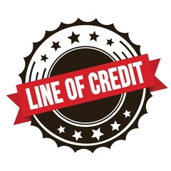 LINE OF CREDIT text on red brown ribbon stamp.