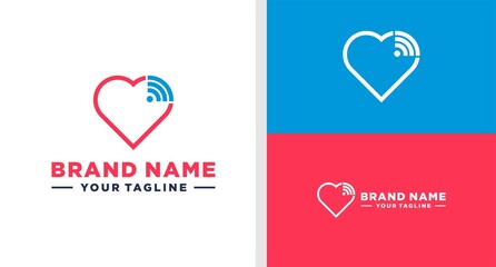 LOVE LOGO SIGNAL NEGATIVE SPACE EDITABLE