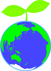 美しい地球から伸びるエコロジーの双葉