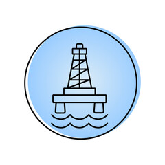 Icon oil or gas rig, offshore platform, isolated on white background. Offshore Oil Production Platform. Oil Industry. Detailed logo petroleum. Simple Vector illustration