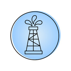 Simple icon Oil rig, installation, blue and white background. Oil Industry. Detailed logo petroleum. Signs and symbols for websites, web page, mobile app. Vector illustration