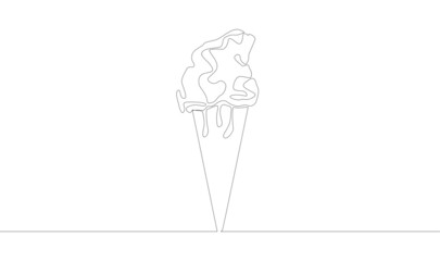 Self drawing of one line drawing of isolated ice cream cone