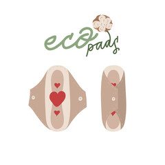 Eco-friendly reusable pad women's hygiene during menstrual period made of cotton with lettering.