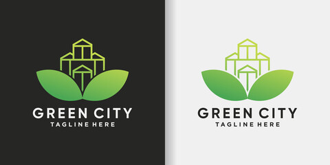 Green city logo design template with creative modern concept