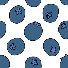 Seamless pattern with blueberries.  Design element for fabric, textile, wrapping paper, food package