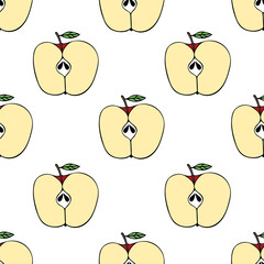 Seamless pattern with apples.  Design element for fabric, textile, wrapping paper, food package, kitchen design.