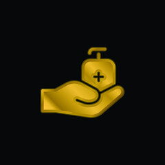 Antiseptic gold plated metalic icon or logo vector