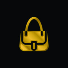 Bag gold plated metalic icon or logo vector