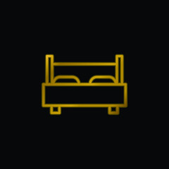 Bed gold plated metalic icon or logo vector
