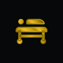 Bed gold plated metalic icon or logo vector