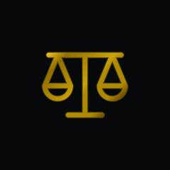 Obraz premium Balancing Scale Outline gold plated metalic icon or logo vector