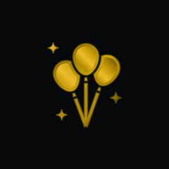 Balloons gold plated metalic icon or logo vector