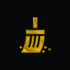 Archeology gold plated metalic icon or logo vector
