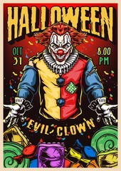 Obraz premium Halloween party colorful vintage poster