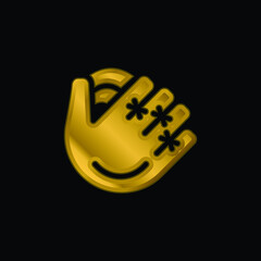 Baseball Glove gold plated metalic icon or logo vector