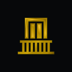 Balcony gold plated metalic icon or logo vector