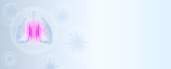 Illustration of Healthcare and medicine,  Human Lungs with coronavirus spread inside on modern interface background , Innovation and Medical technology.