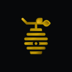 Beehive gold plated metalic icon or logo vector