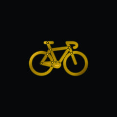 Fototapeta premium Bicycle gold plated metalic icon or logo vector