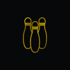 Bowling Pins Variant Outline gold plated metalic icon or logo vector