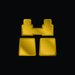 Binoculars gold plated metalic icon or logo vector
