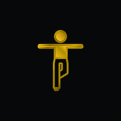 Boy Balance Position gold plated metalic icon or logo vector