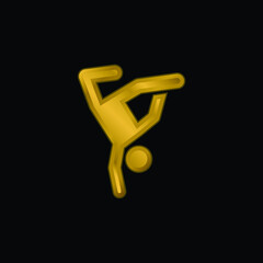Breakdance gold plated metalic icon or logo vector