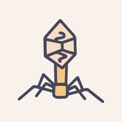 Bacteriophage virus color vector doodle icon design