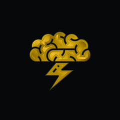 Brainstorm gold plated metalic icon or logo vector