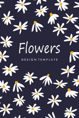 Vector floral design. Template for card, poster, flyer, home decor and other use. Cute hand drawn flowers. Flat vector illustration