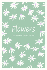 Vector floral design. Template for card, poster, flyer, home decor and other use. Cute hand drawn flowers. Flat vector illustration