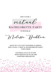 Virtual Bachelorette Invitation | Virtual Hen Party Invitation | Lockdown Bachelorette Zoom Party Vector Invite